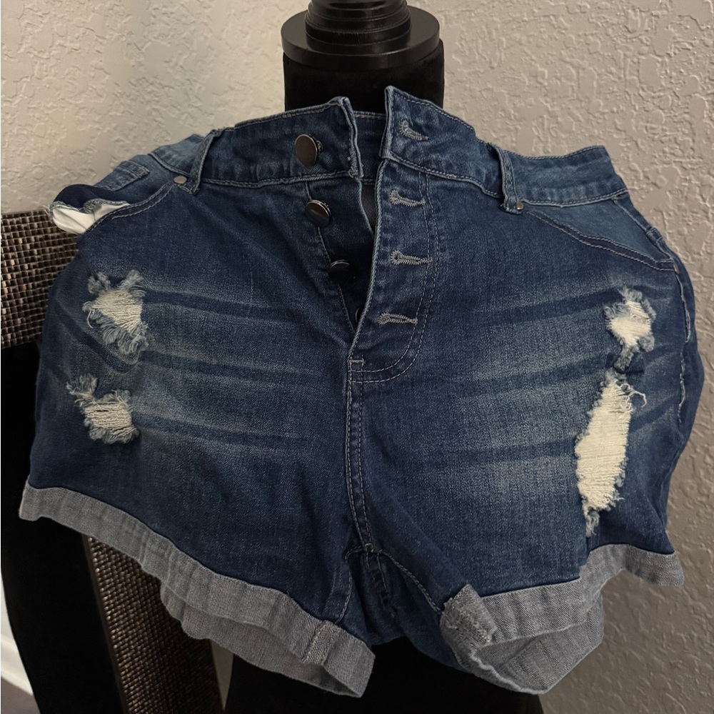 Distressed Denim Shorts
